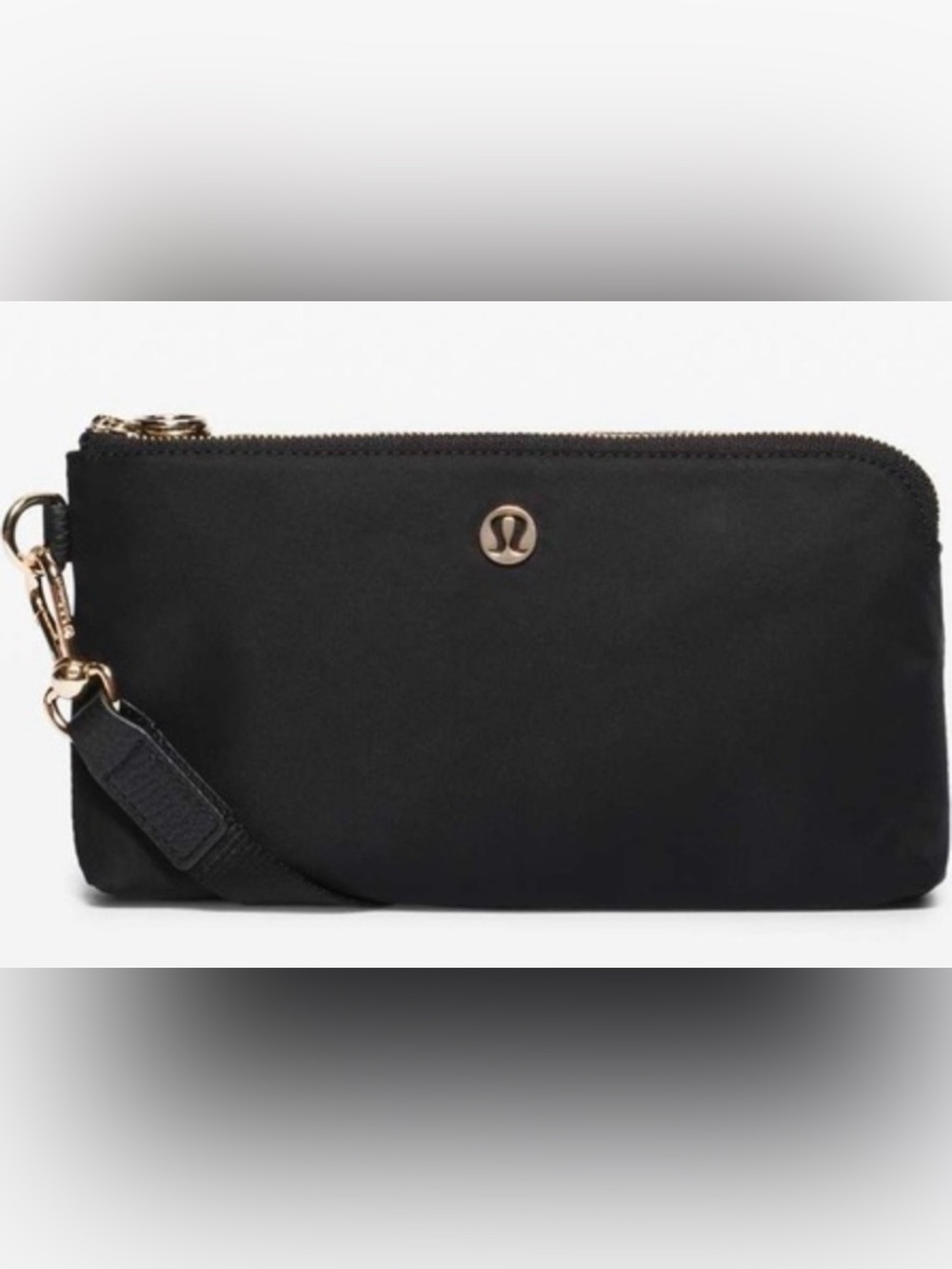 Lululemon Curved Wristlet Black Gold Hardware